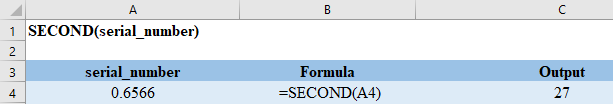 Excel SECOND Function