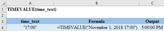 Excel TIMEVALUE With Date