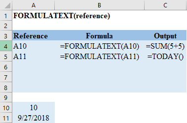 Excel FORMULATEXT Function