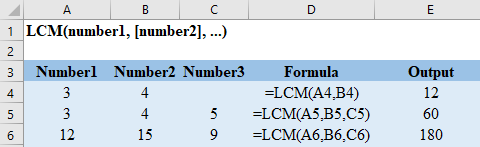 Excel LCM Function