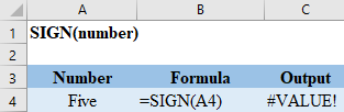 Excel SIGN VALUE Error