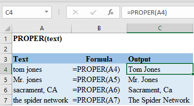 Excel PROPER Function