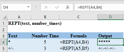 Excel REPT Function