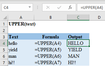 Excel UPPER Function