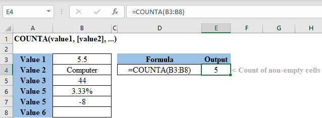 Excel COUNTA Function