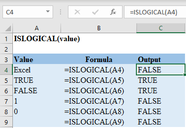 Excel ISLOGICAL Function