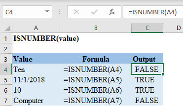 Excel ISNUMBER Function