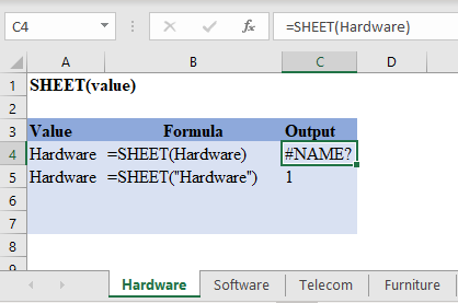 Excel SHEET NAME Error