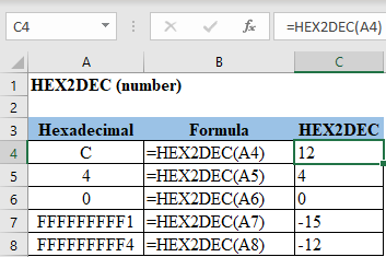 Excel HEX2DEC Function
